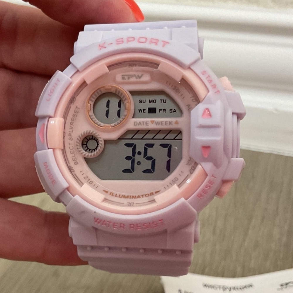 TPW K-Sport Digital Watch Lavender Pink K9038 Water Resist Sporty Pastel Chrono